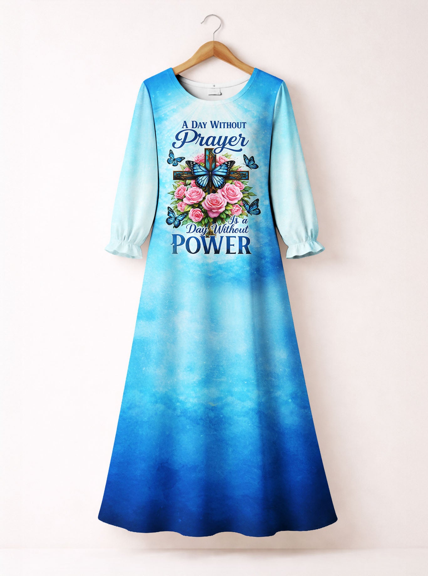 "Powered" Long Sleeve Maxi Dress
