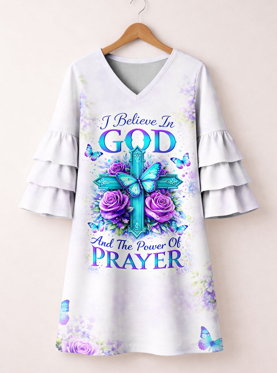 "Intecede" Stacked Ruffle Sleeve Dress