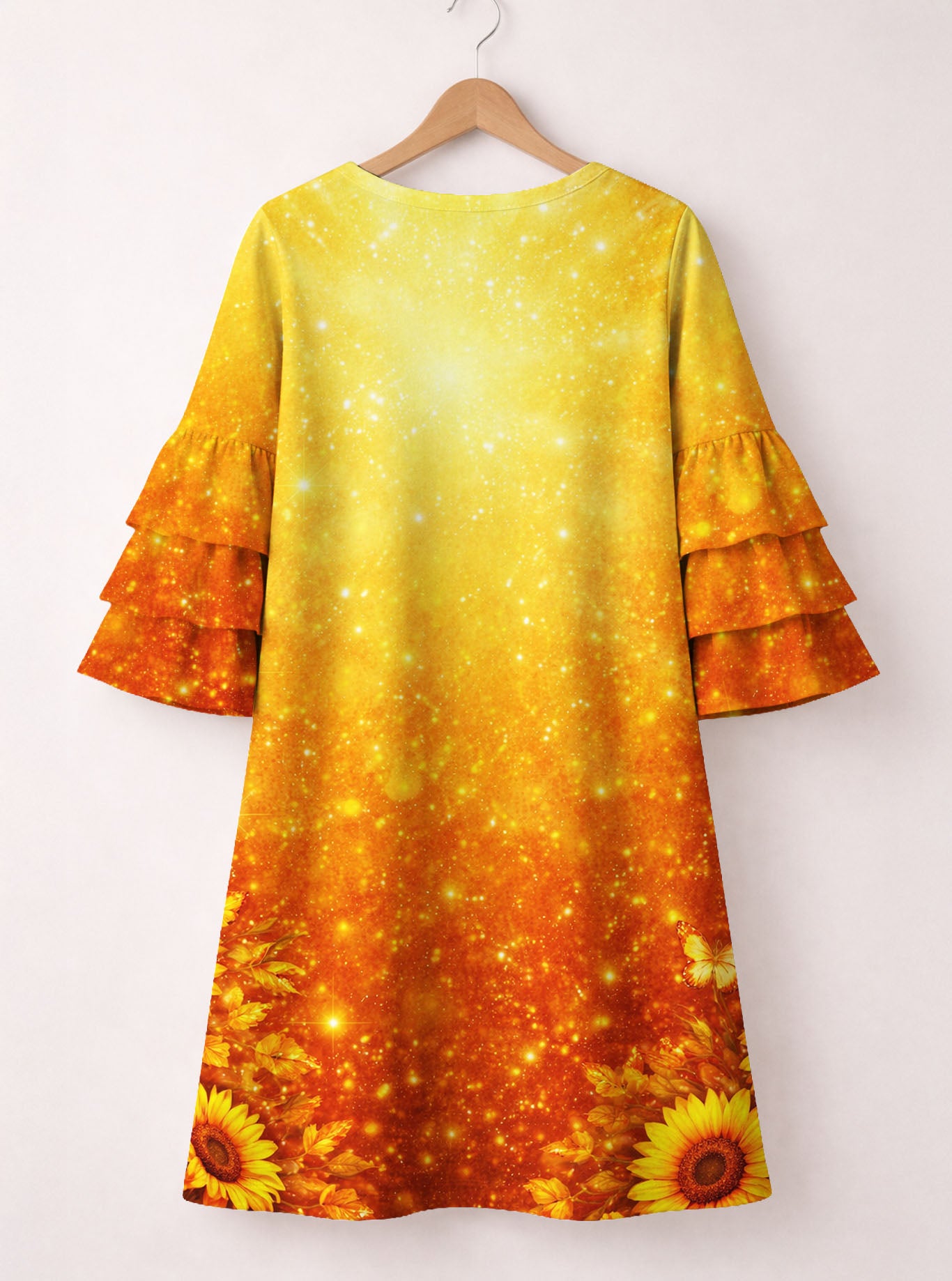 "Radiant" Stacked Ruffle Sleeve Dress