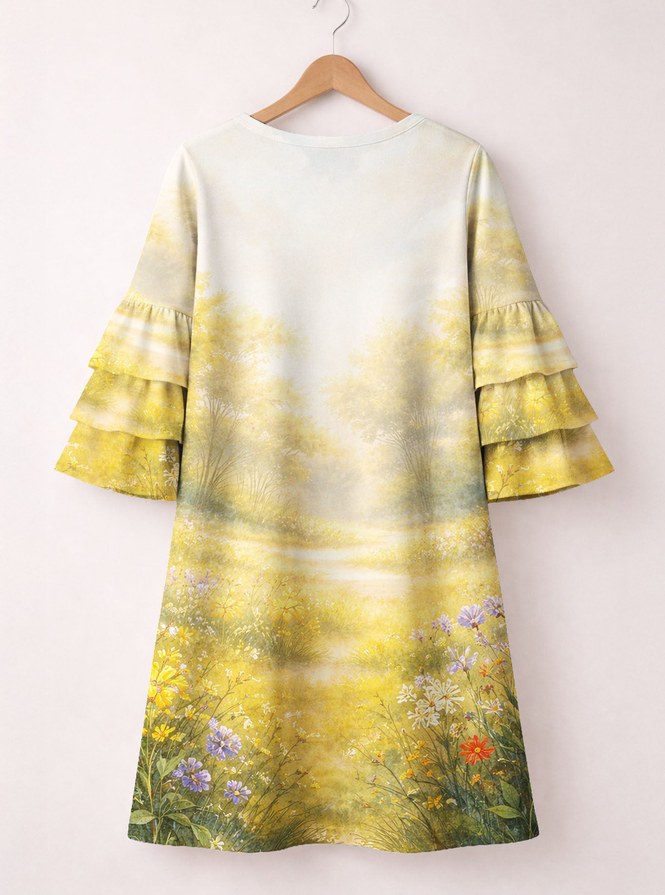 "Handmade" Stacked Ruffle Sleeve Dress