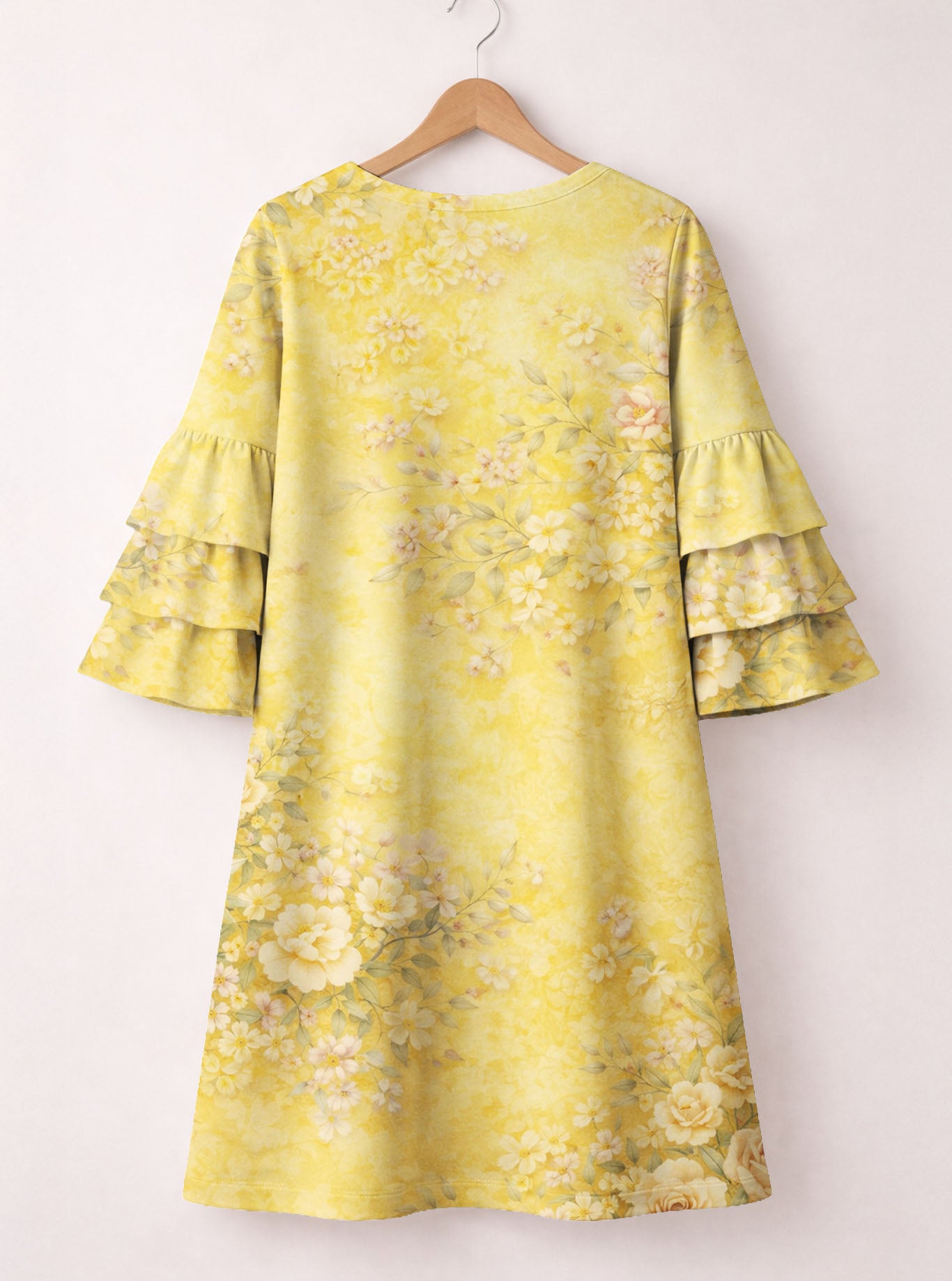"Guided" Stacked Ruffle Sleeve Dress
