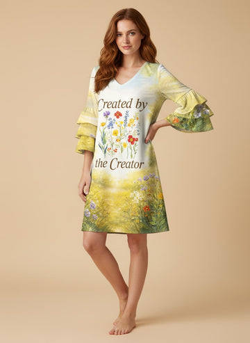 "Handmade" Stacked Ruffle Sleeve Dress