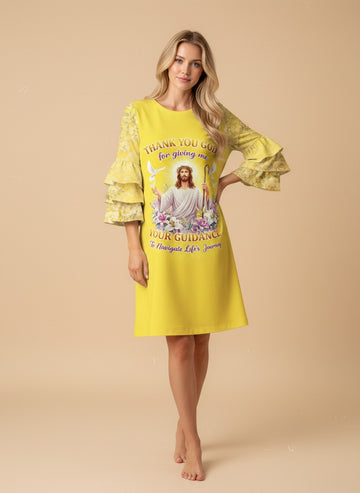 "Guided" Stacked Ruffle Sleeve Dress