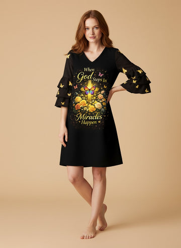 "Intervene" Stacked Ruffle Sleeve Dress