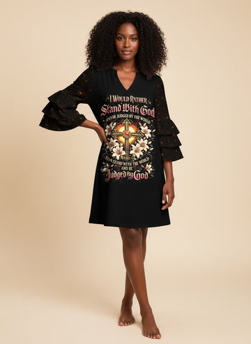 "Defiant" Stacked Ruffle Sleeve Dress