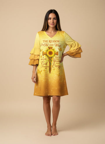 "Spared" Stacked Ruffle Sleeve Dress