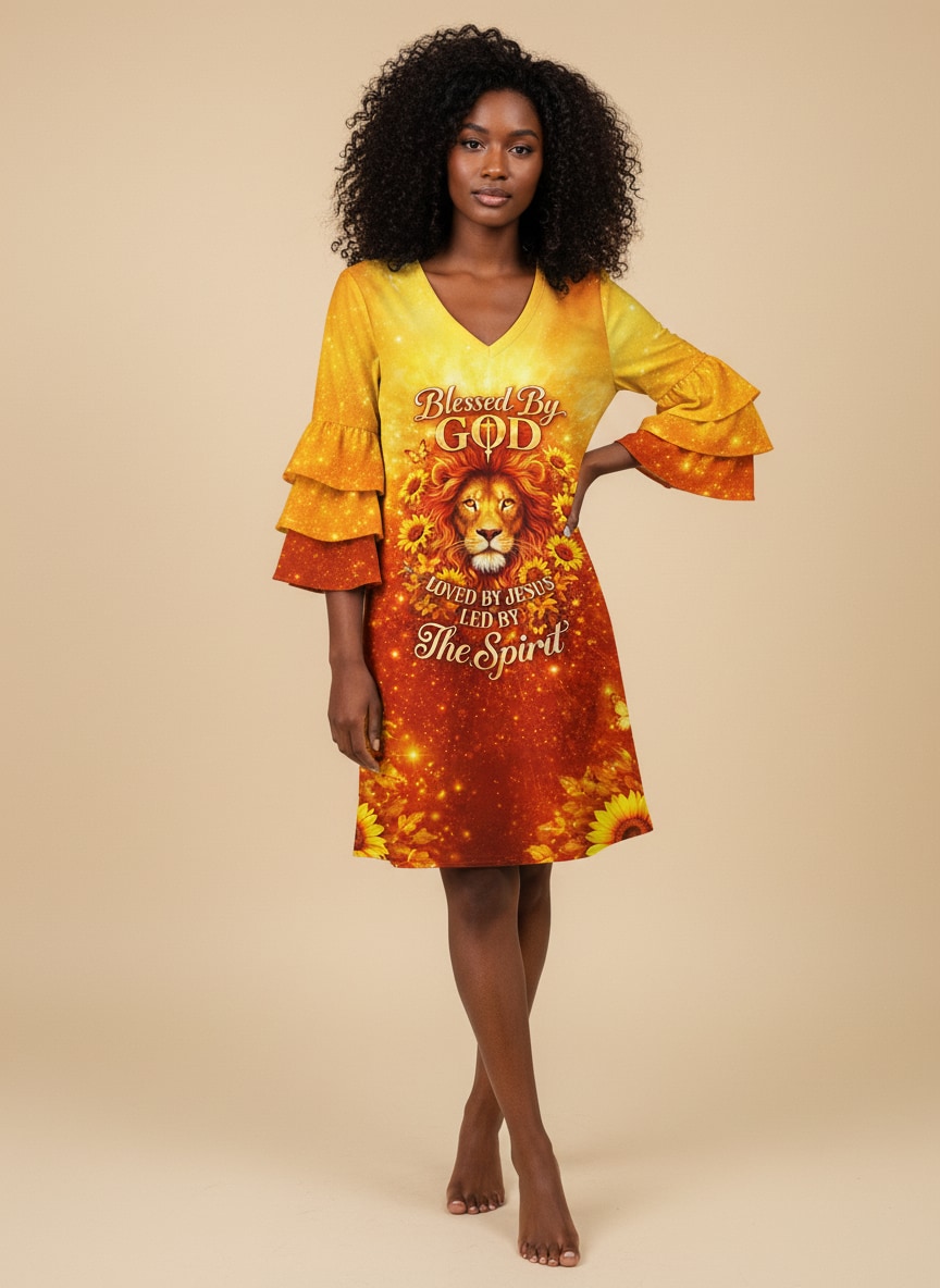 "Radiant" Stacked Ruffle Sleeve Dress