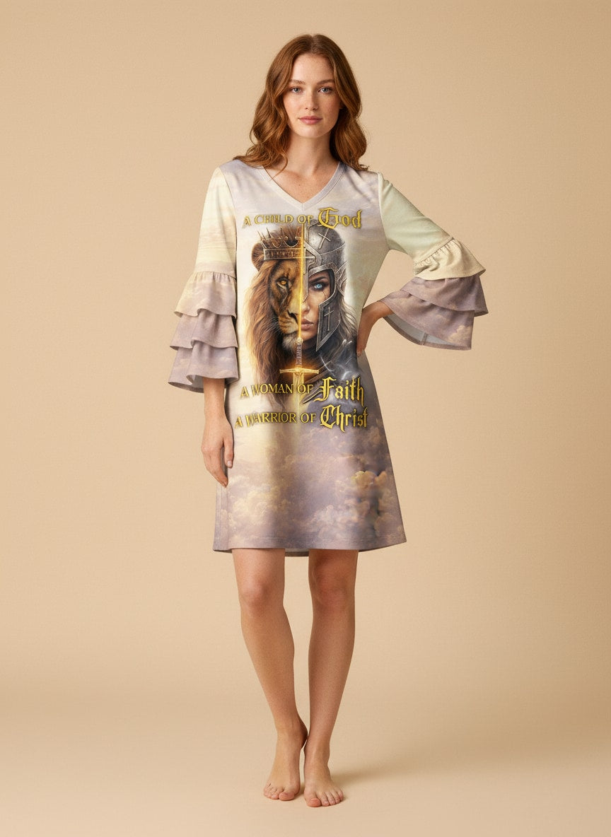 "Armored" Stacked Ruffle Sleeve Dress