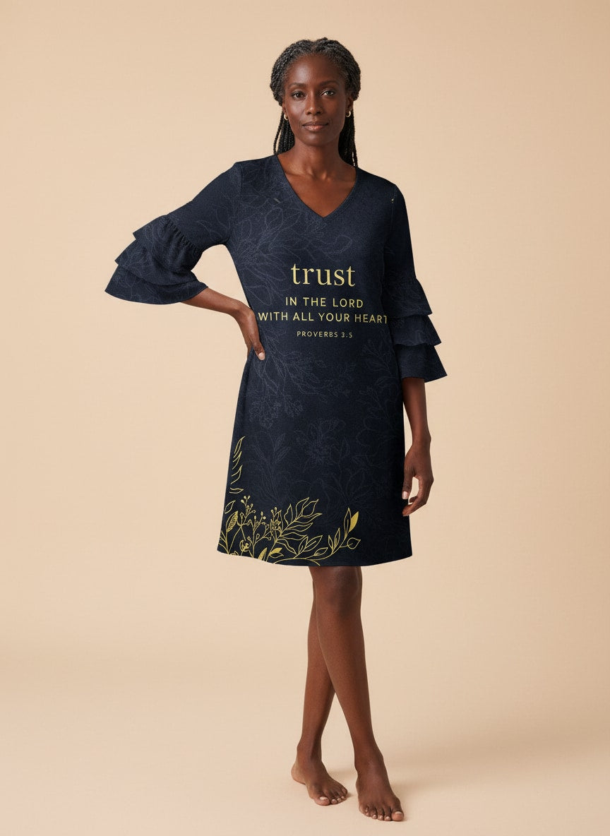"Entrust" Stacked Ruffle Sleeve Dress