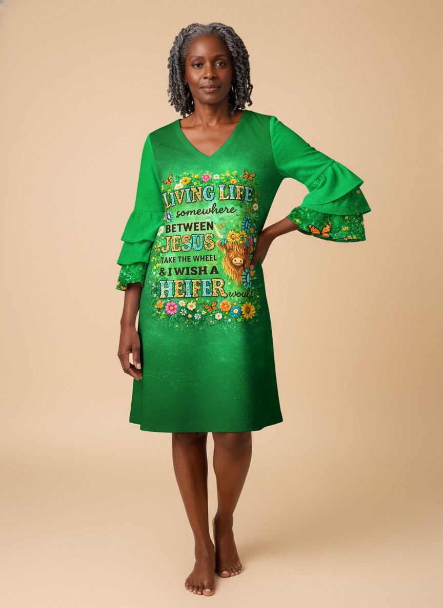 "Sassy" Stacked Ruffle Sleeve Dress