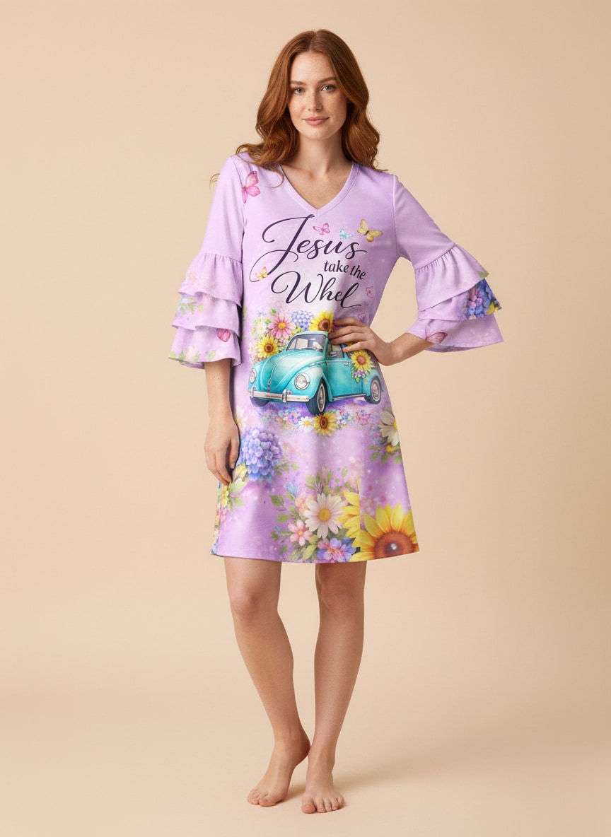 "Surrender" Stacked Ruffle Sleeve Dress