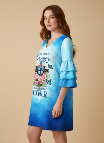 "Powered" Stacked Ruffle Sleeve Dress