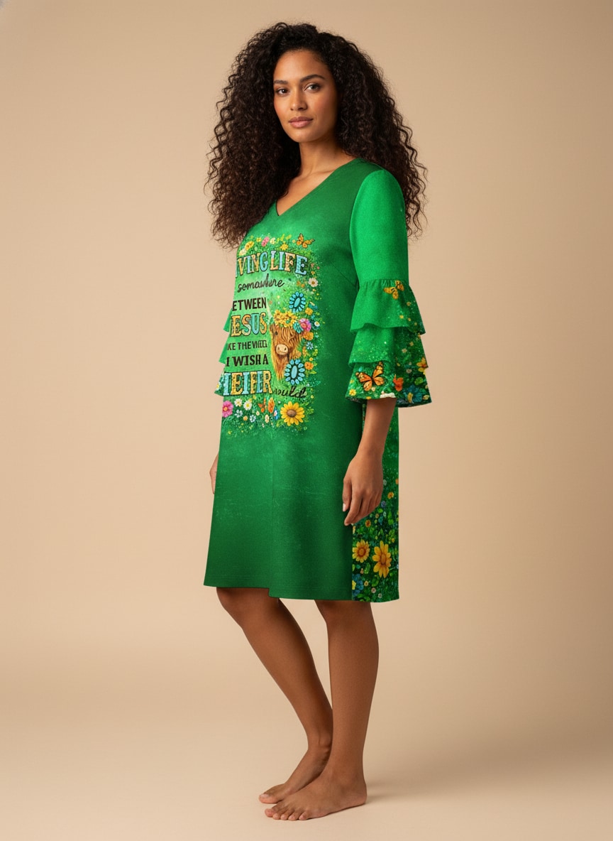 "Sassy" Stacked Ruffle Sleeve Dress