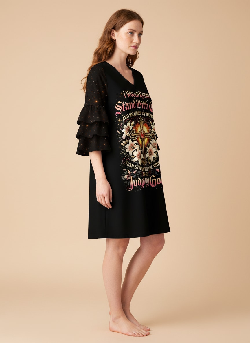 "Defiant" Stacked Ruffle Sleeve Dress