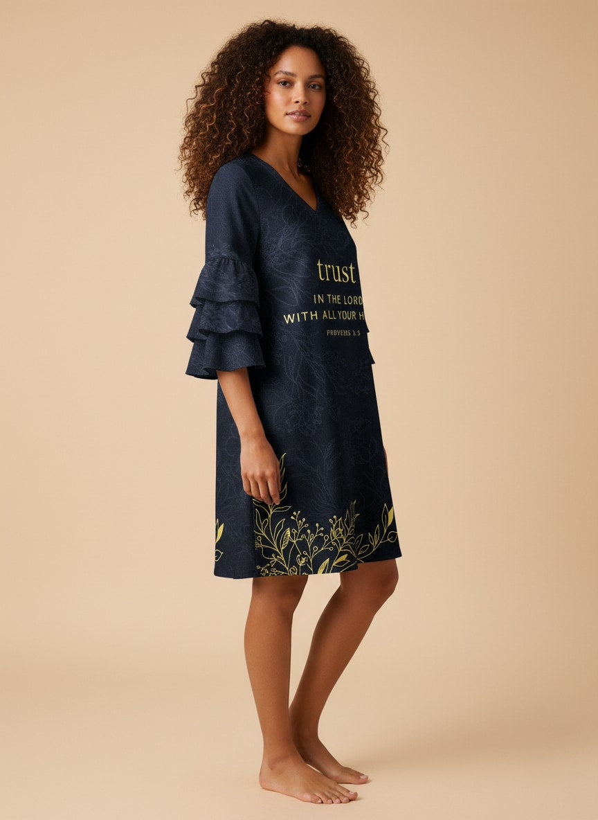 "Entrust" Stacked Ruffle Sleeve Dress