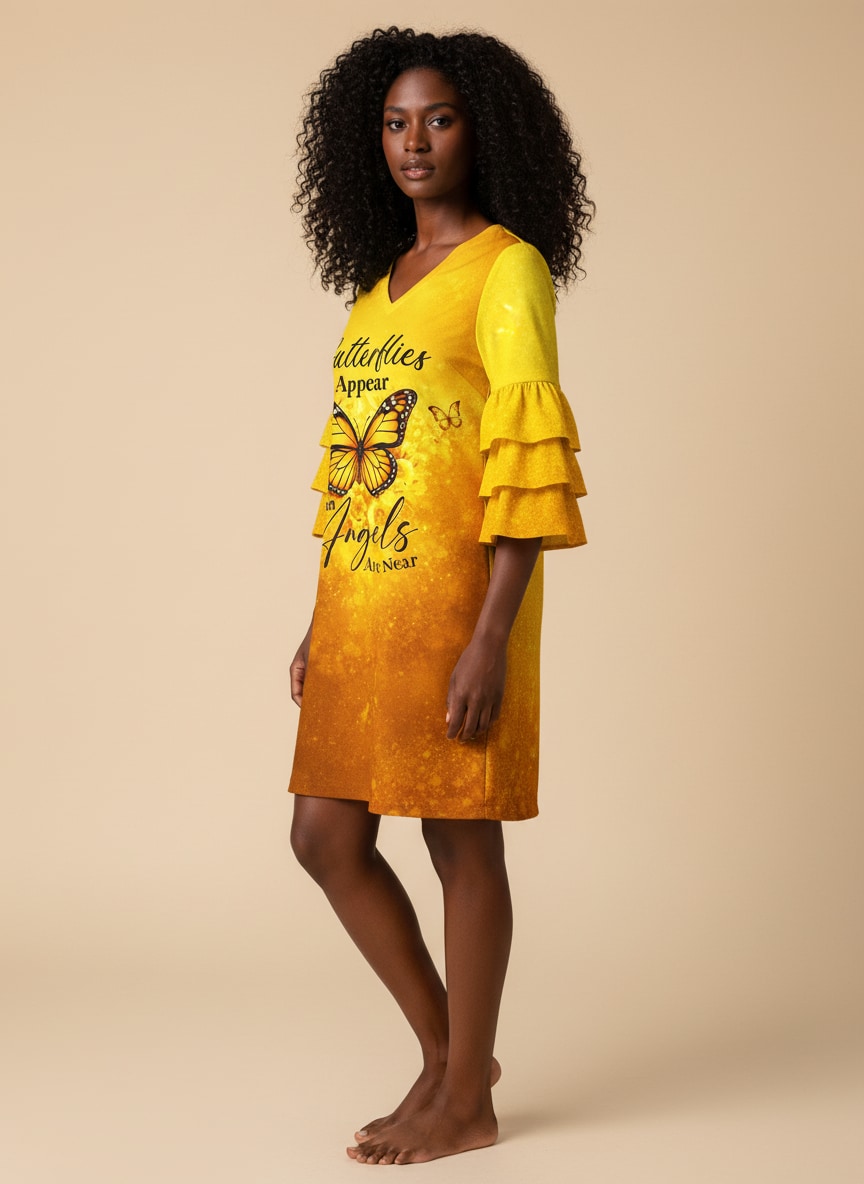 "Veiled" Stacked Ruffle Sleeve Dress