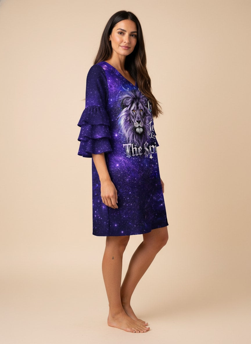 "Triune" Stacked Ruffle Sleeve Dress