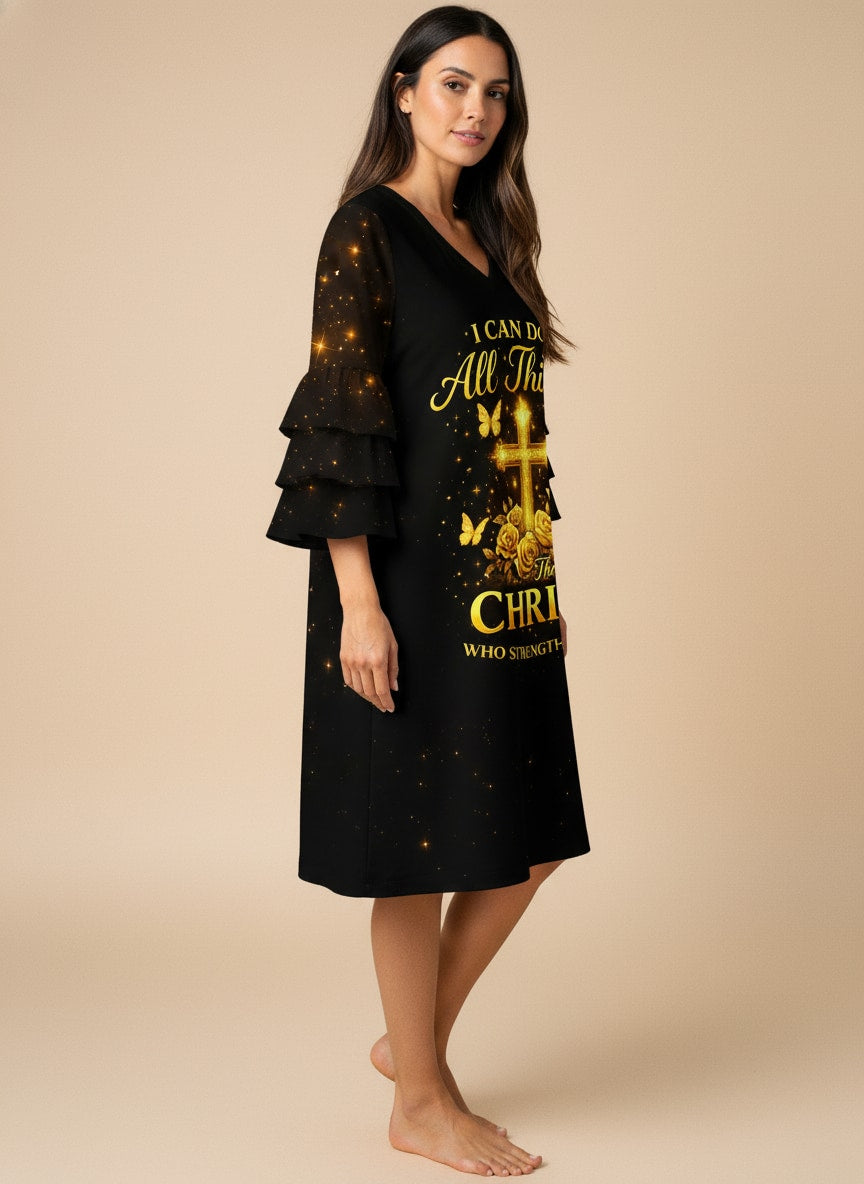 "Able" Stacked Ruffle Sleeve Dress