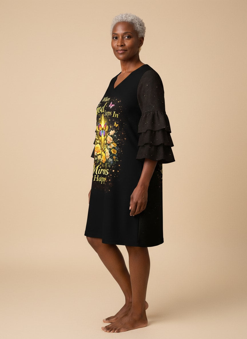 "Intervene" Stacked Ruffle Sleeve Dress