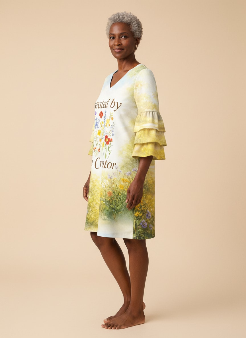 "Handmade" Stacked Ruffle Sleeve Dress