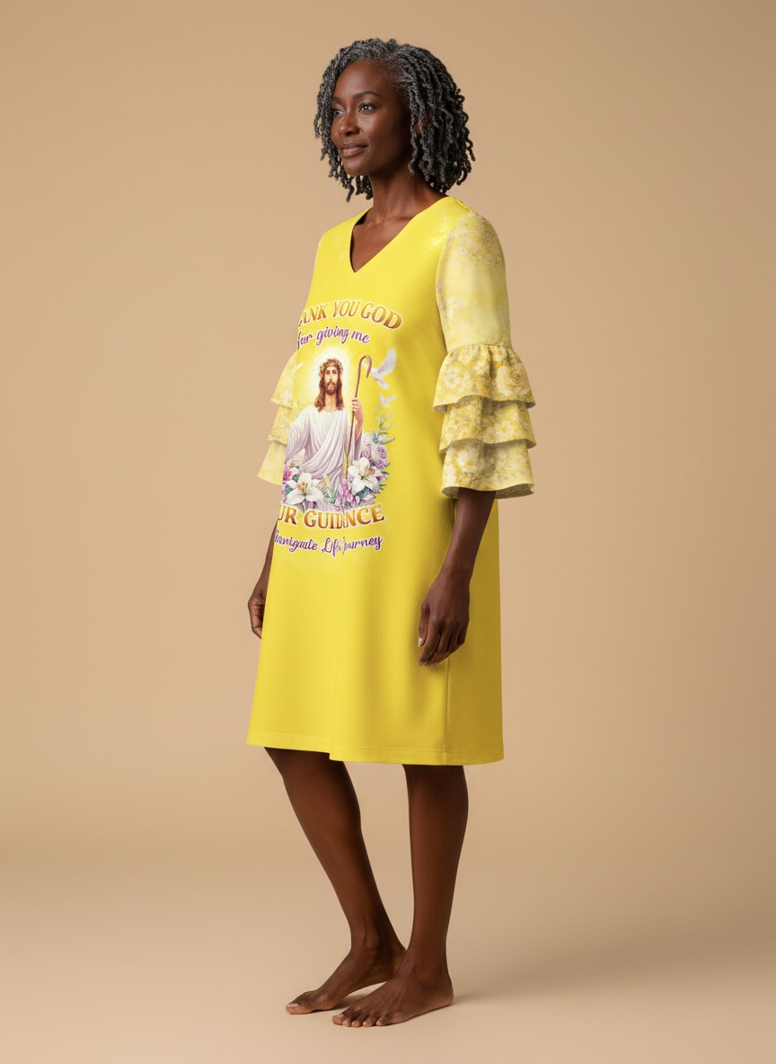 "Guided" Stacked Ruffle Sleeve Dress