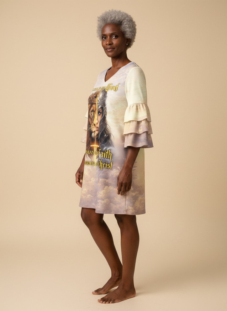 "Armored" Stacked Ruffle Sleeve Dress