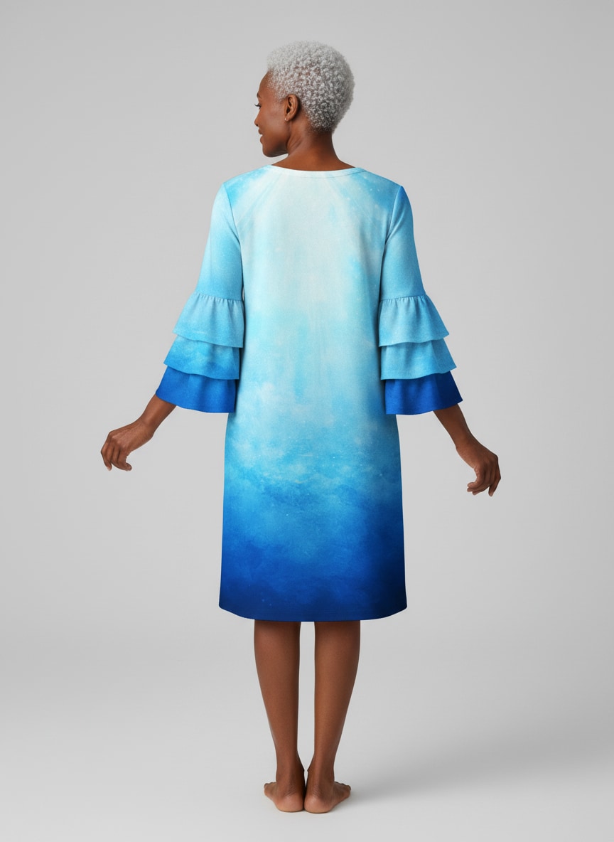 "Powered" Stacked Ruffle Sleeve Dress