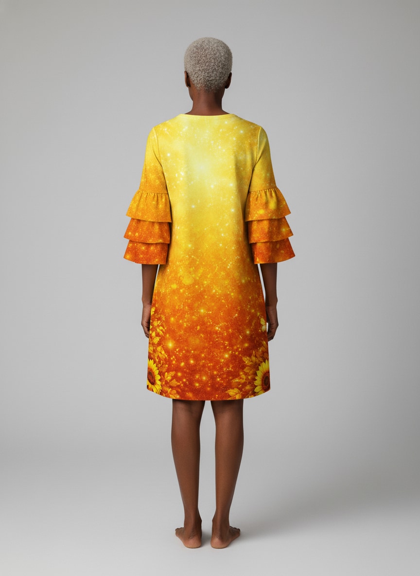 "Radiant" Stacked Ruffle Sleeve Dress