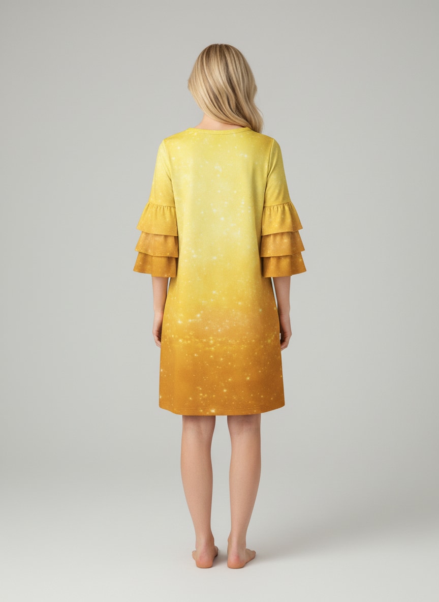 "Spared" Stacked Ruffle Sleeve Dress