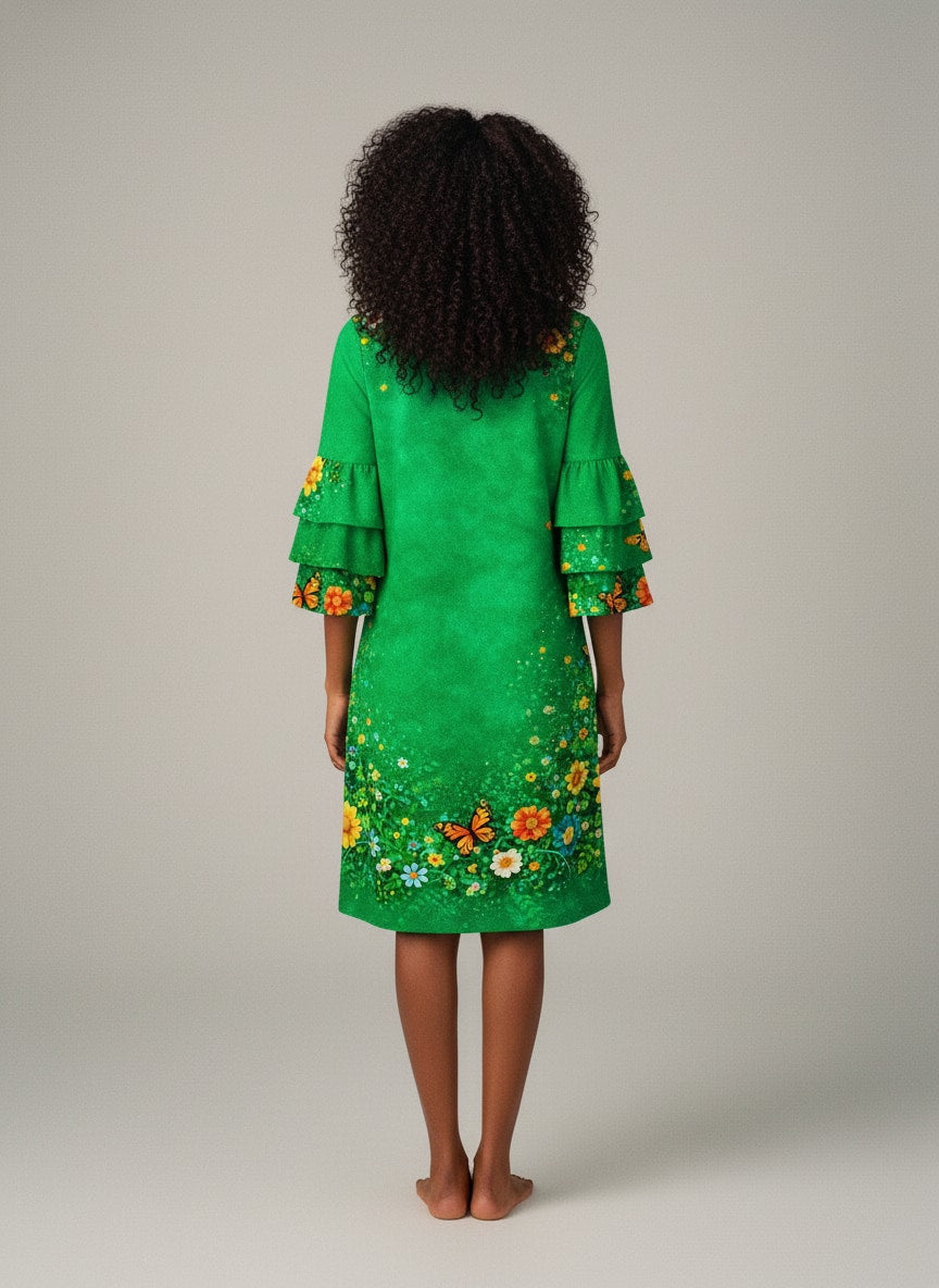 "Sassy" Stacked Ruffle Sleeve Dress