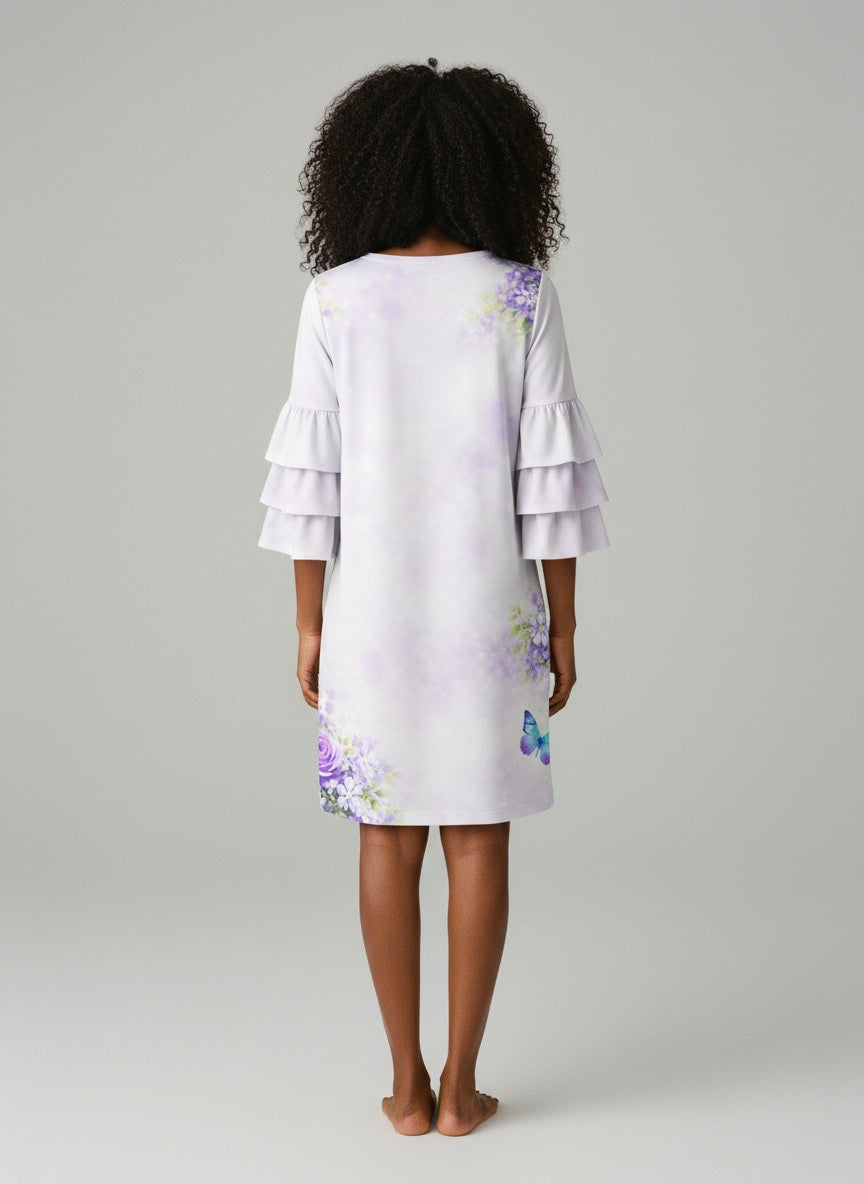 "Intecede" Stacked Ruffle Sleeve Dress