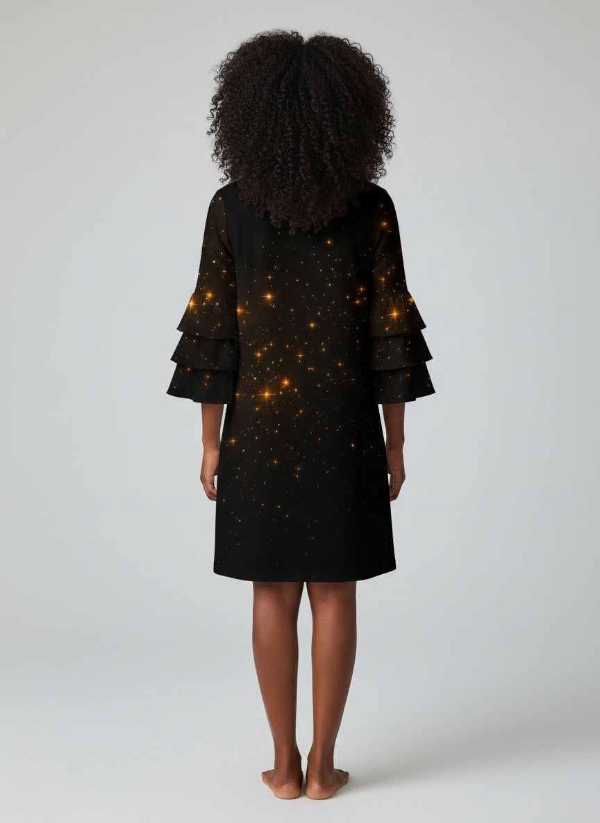 "Able" Stacked Ruffle Sleeve Dress