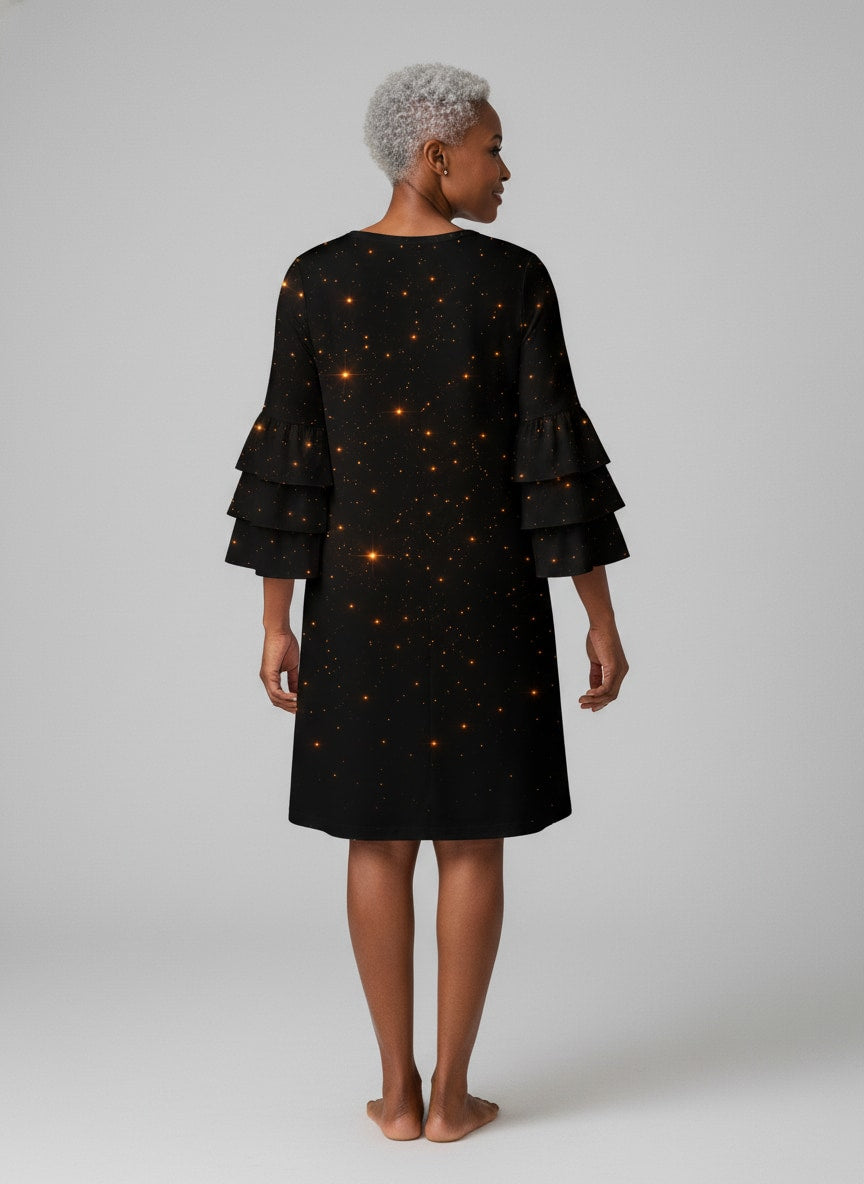 "Defiant" Stacked Ruffle Sleeve Dress
