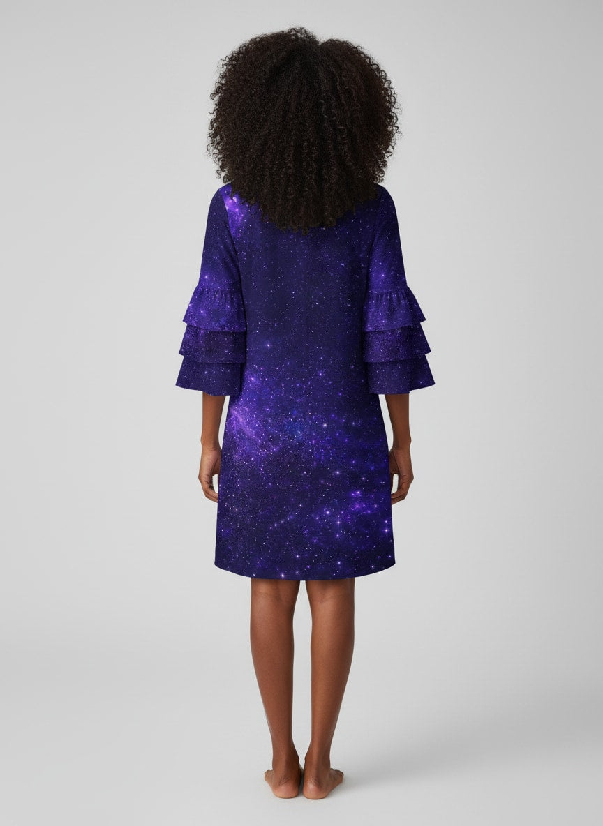 "Triune" Stacked Ruffle Sleeve Dress
