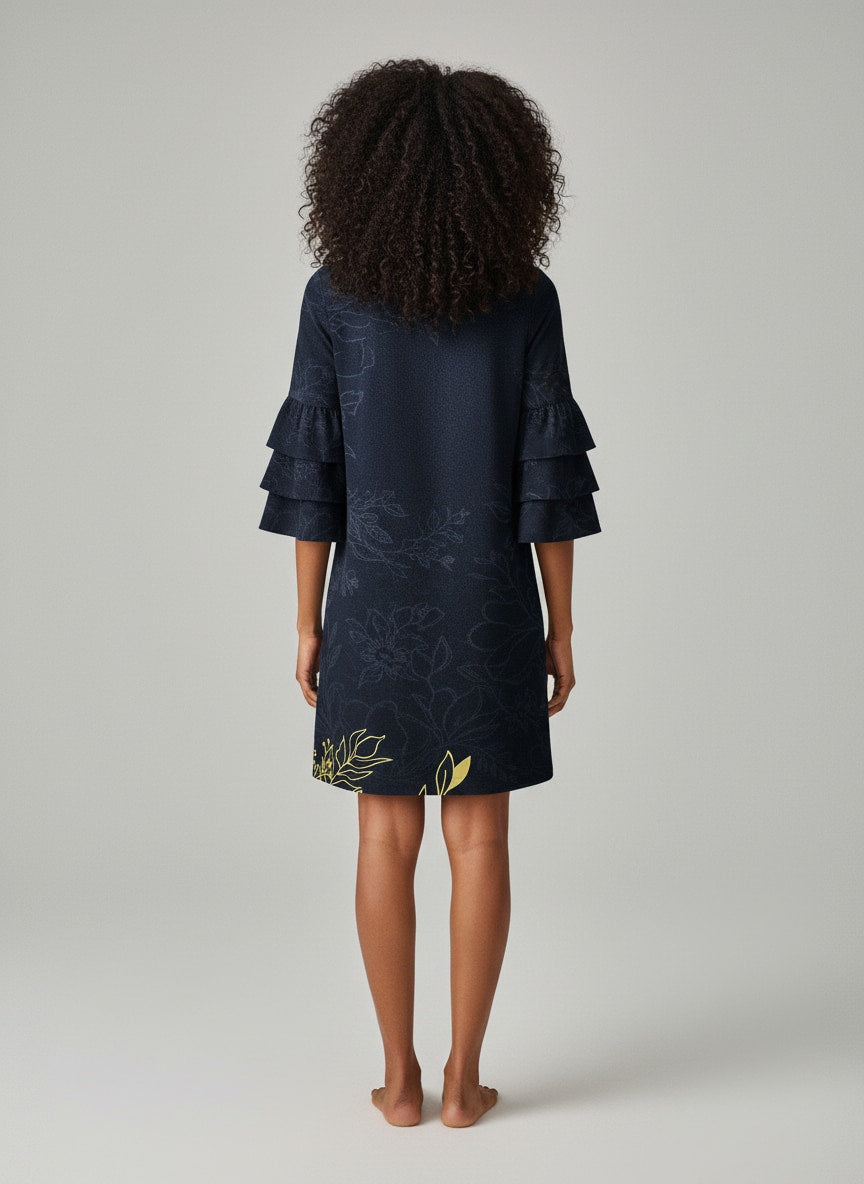 "Entrust" Stacked Ruffle Sleeve Dress