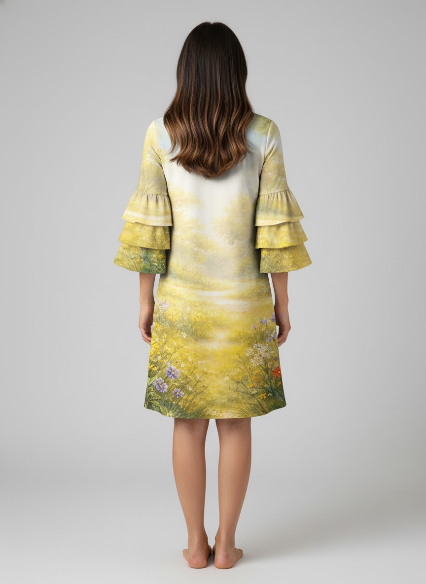 "Handmade" Stacked Ruffle Sleeve Dress