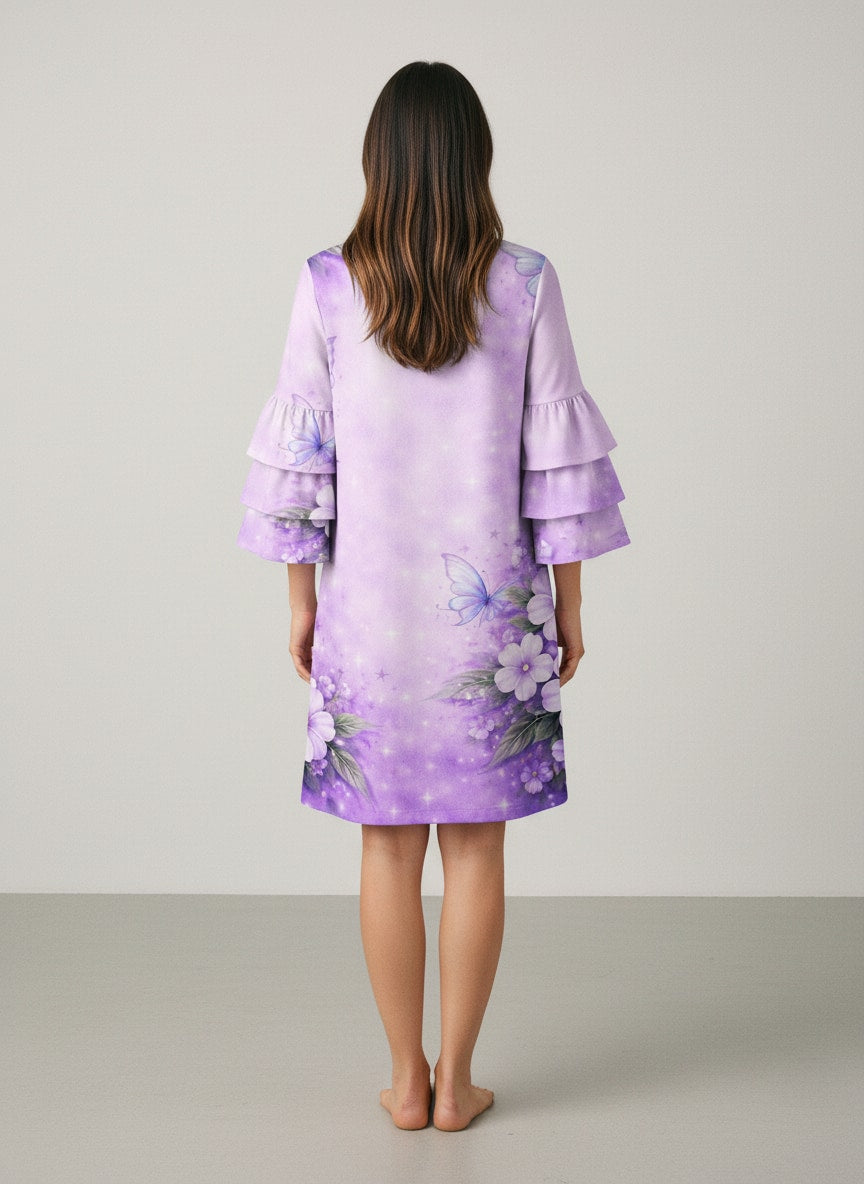 "Upheld" Stacked Ruffle Sleeve Dress
