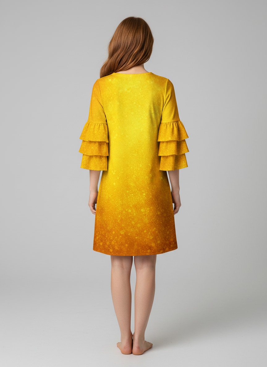 "Veiled" Stacked Ruffle Sleeve Dress